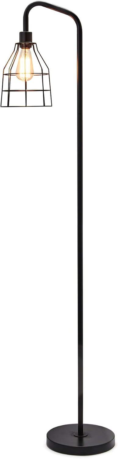 Black Industrial Floor Lamp with Heavy Metal Base D97512