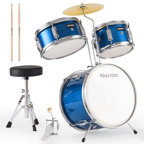 3 Piece Kids Drum Set with 14'' Bass Drum, Snare, Tom, Cymbal, Pedal, Drumsticks, Adjustable Seat Z9919