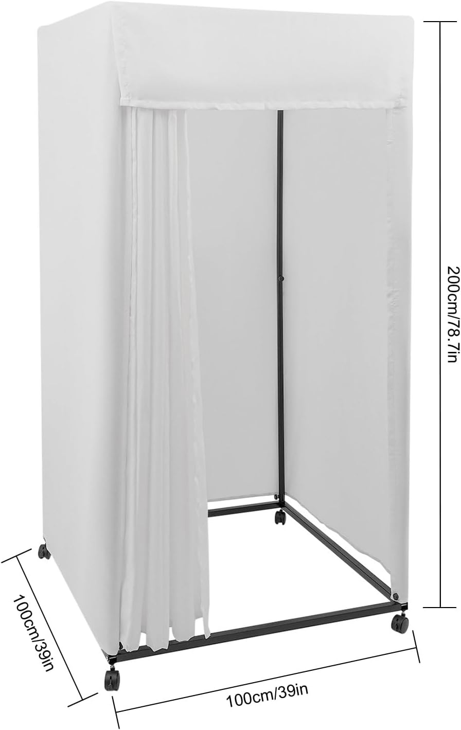 Portable Dressing Room Frame with 4 Wheels, White, 88.18 lbs Capacity H21454