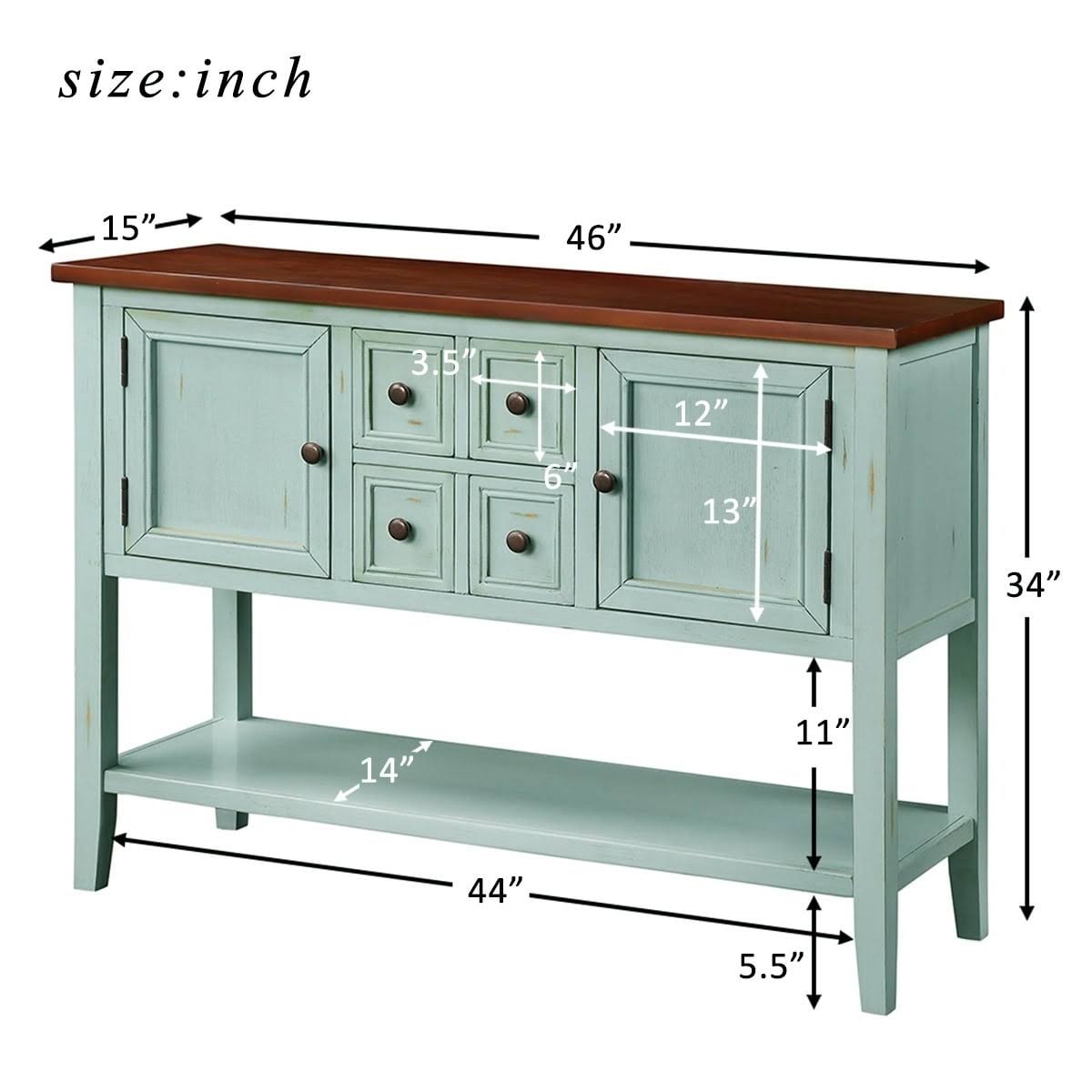 Dark Blue Sideboard Console Table with Bottom Shelf J2968