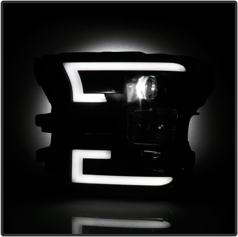 For 2015-2017 Ford F150 Black LED Projector Headlights Assembly V49229