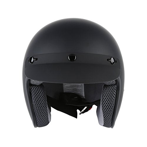 Matte Black Open Face Motorcycle Helmet Y112