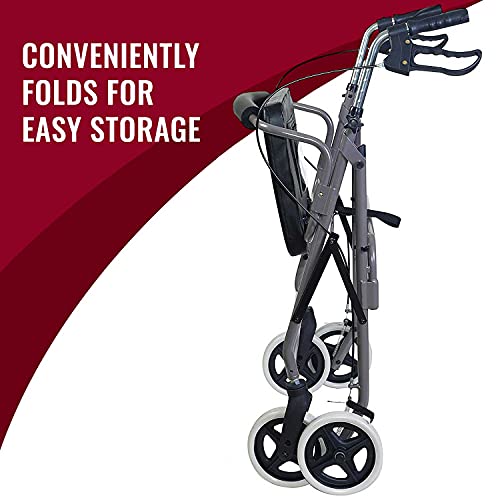 Burgundy Rollator Walker with Extra Wide Seat and Backrest M15402