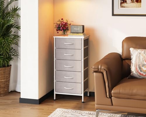 5 Drawer Fabric Dresser with Steel Frame N5371