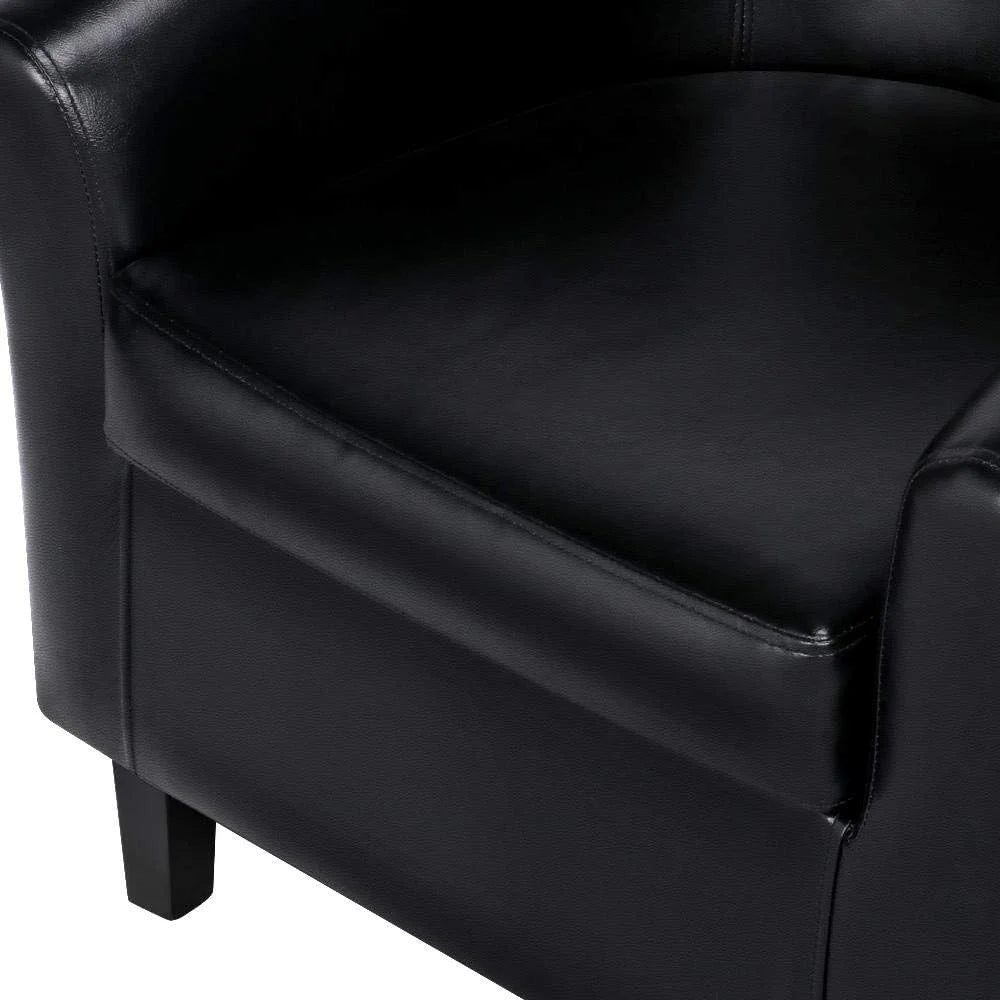 Black Faux Leather Accent Chair with Ottoman L57401