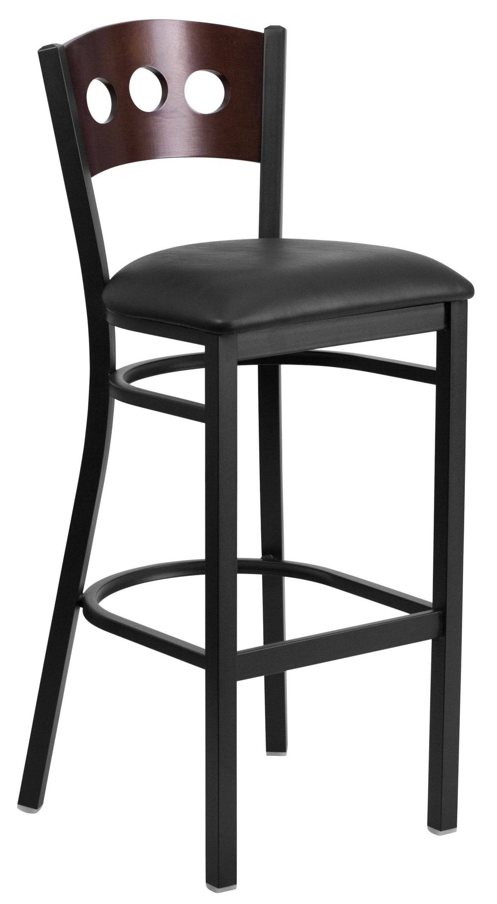 Walnut and Black Upholstered Bar Stool U415