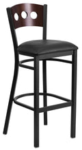 Walnut and Black Upholstered Bar Stool U415