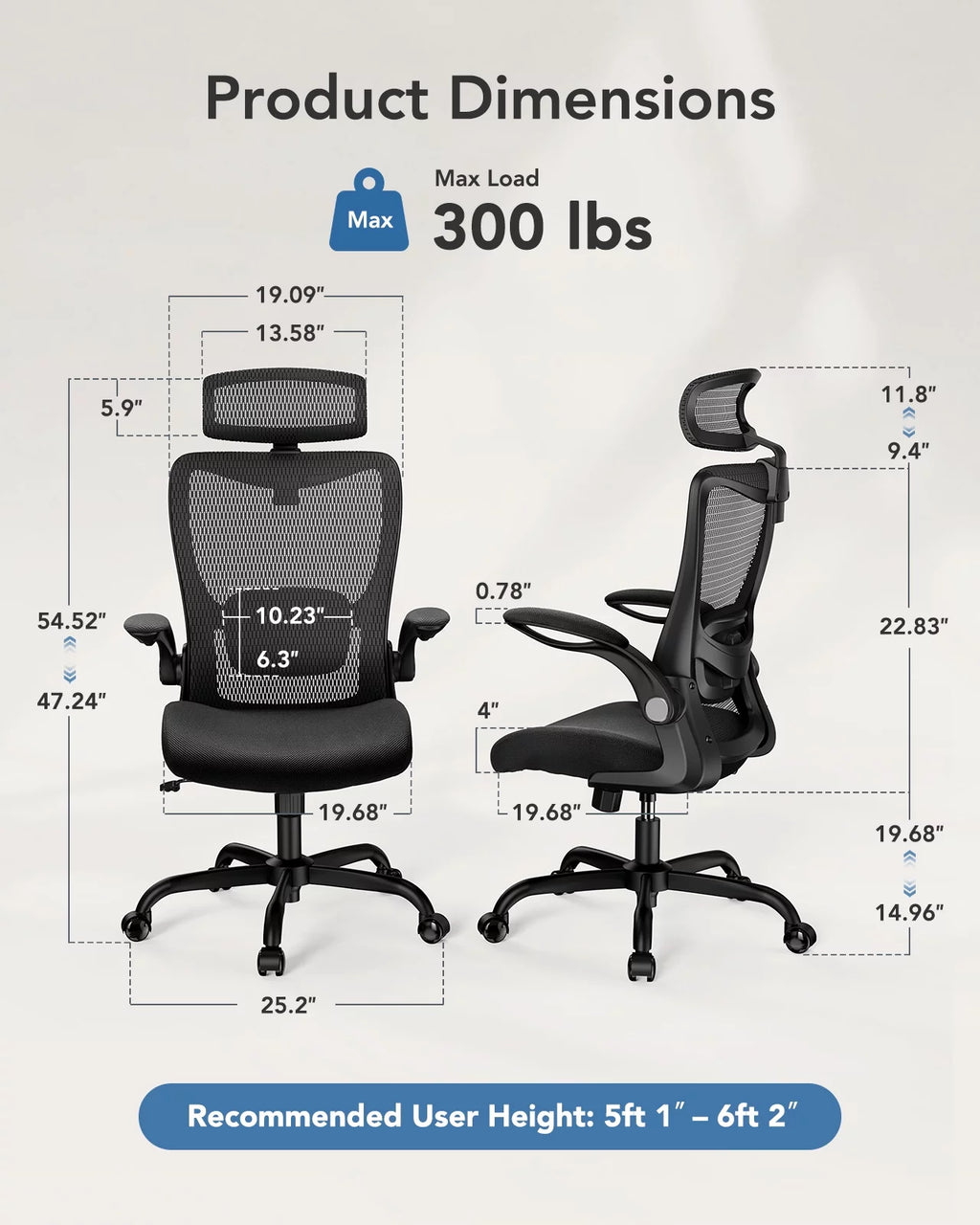 High Back Mesh Ergonomic Office Chair with Lumbar Support & Headrest W701960