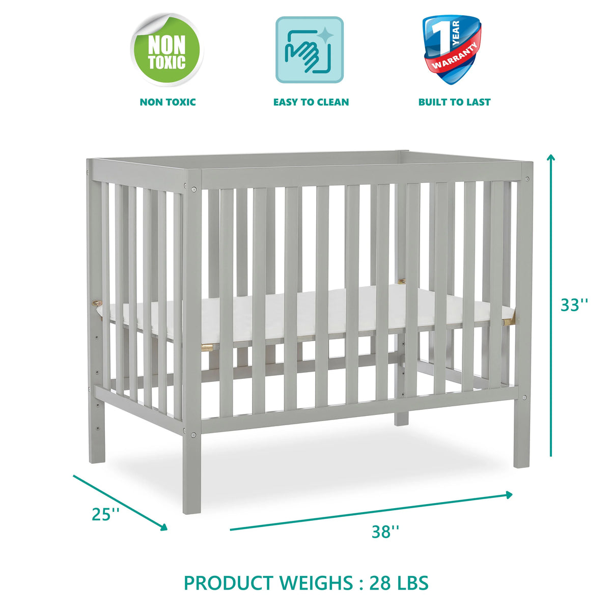4-in-1 Convertible Mini Crib F2441