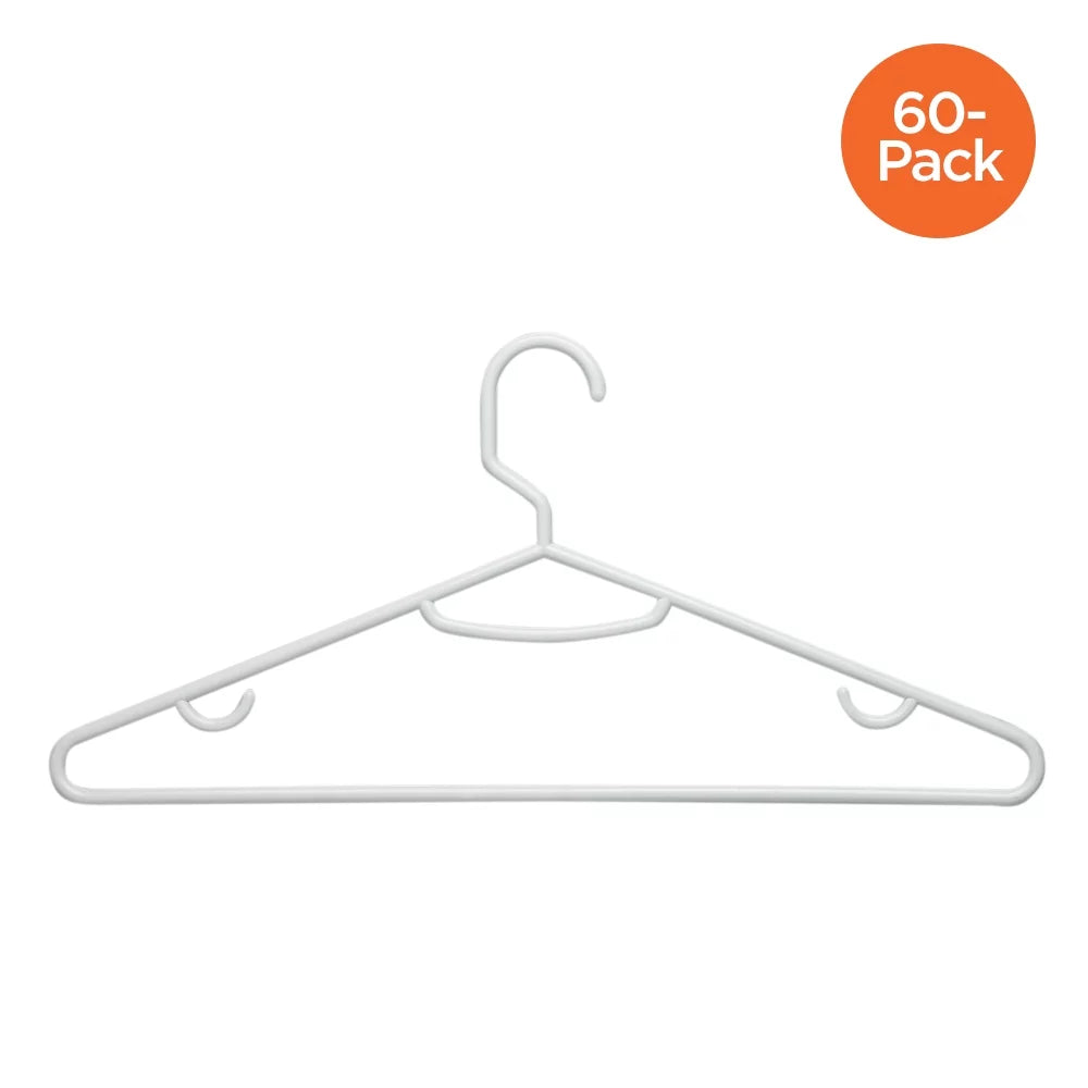 Recycled Plastic Petite Clothing Hangers, 60 Pack, White F4452