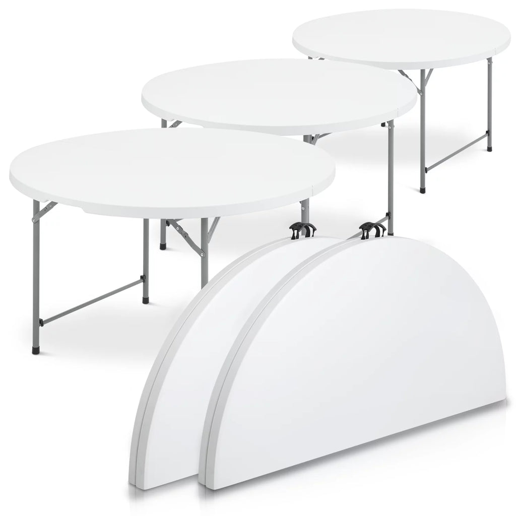 4Ft White Plastic Foldable Table Set of 5 B330794