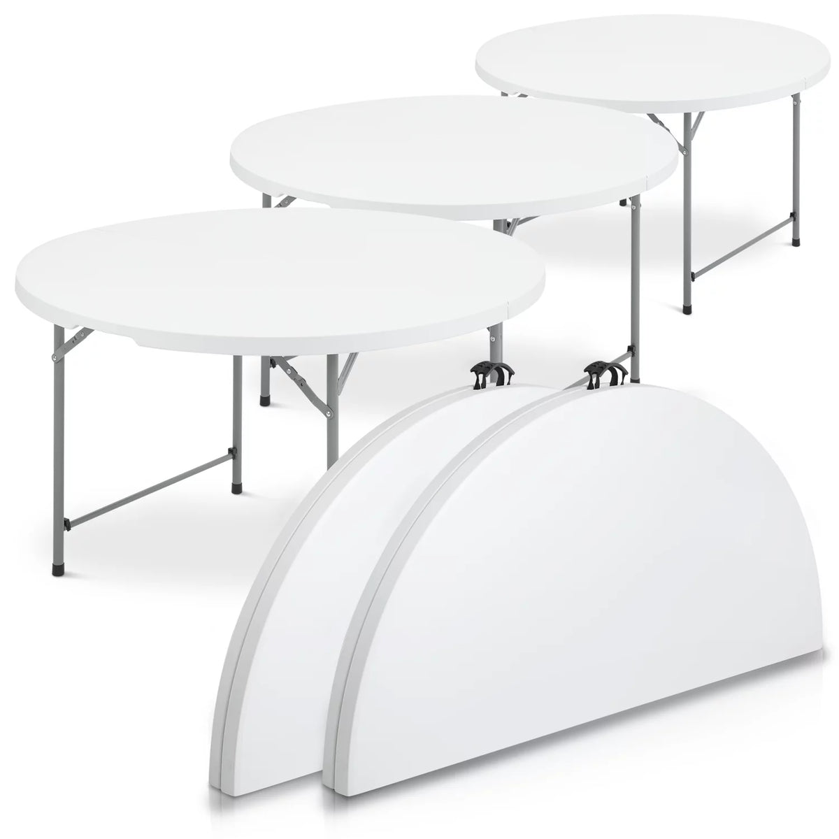 4Ft White Plastic Foldable Table Set of 5 B330794