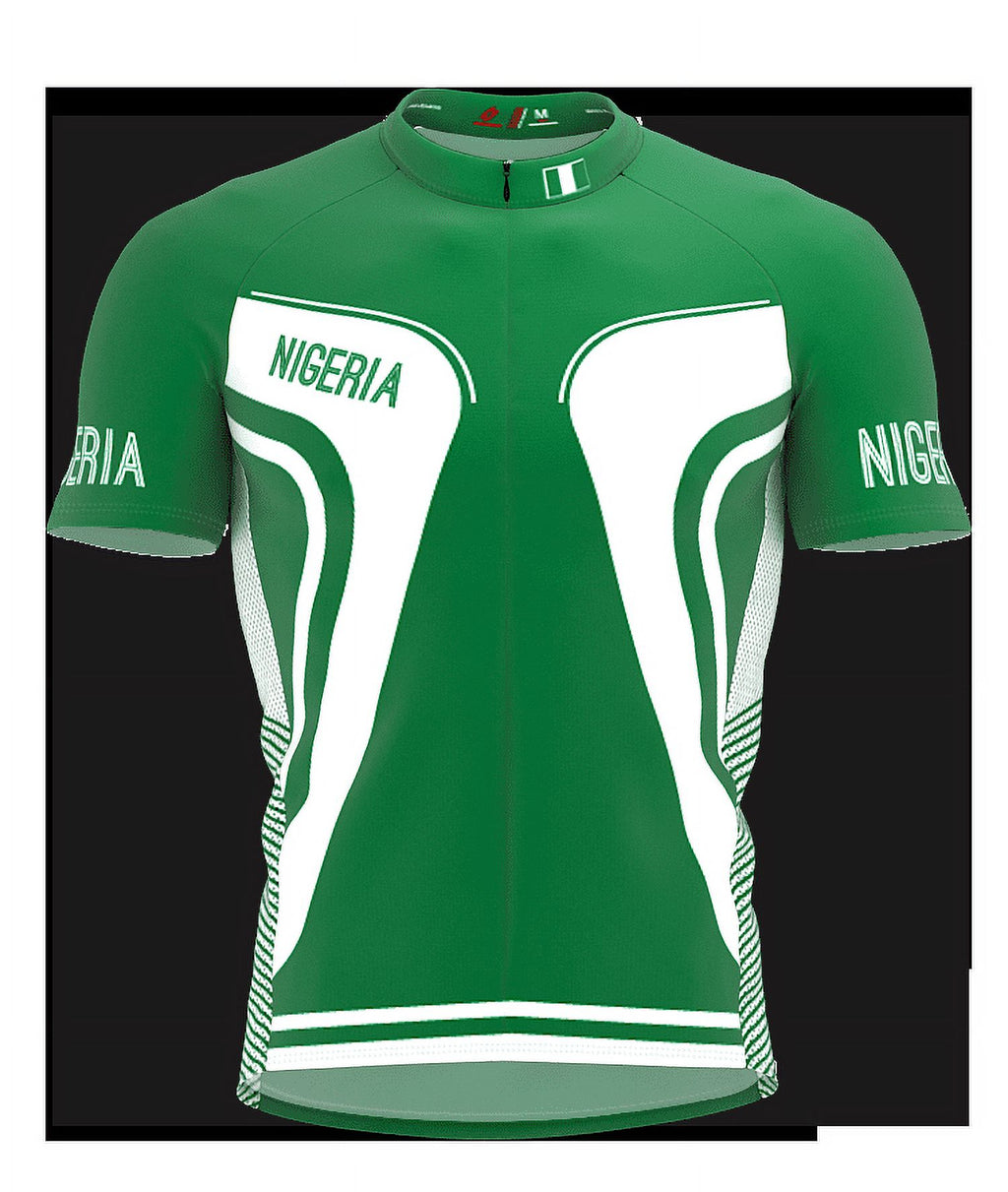 Nigeria Full Zipper Bike Short Sleeve Cycling Jersey for Men - Size XS D599