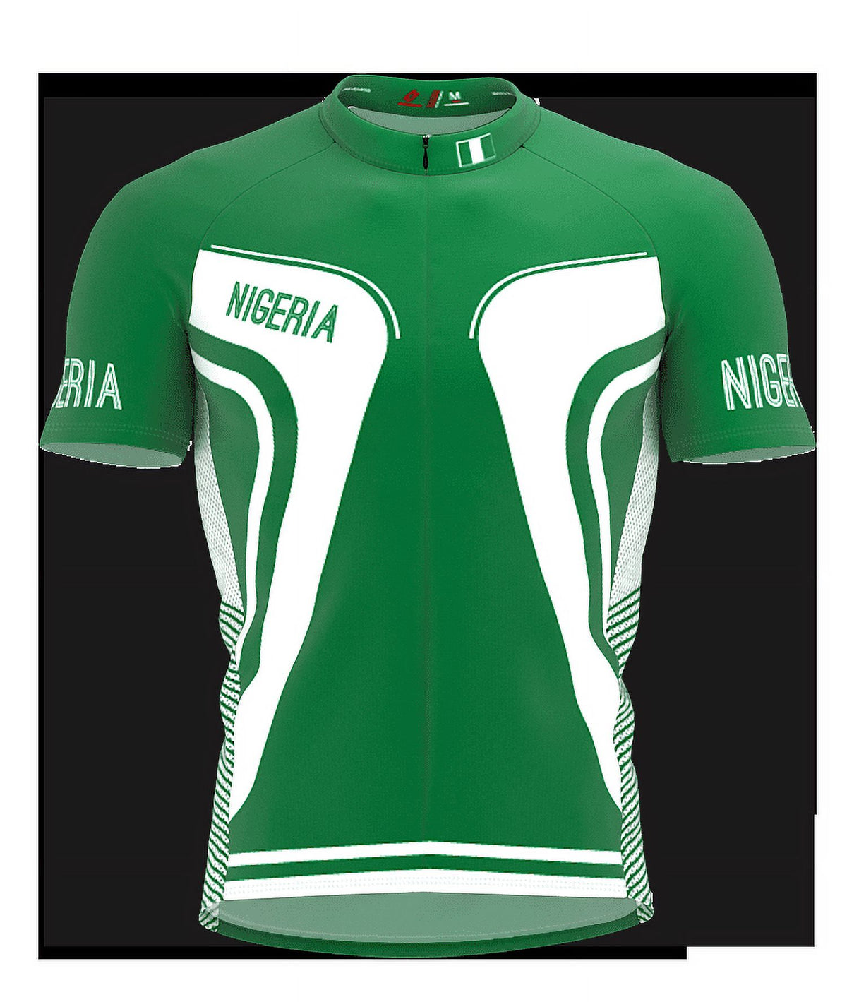 Nigeria Full Zipper Bike Short Sleeve Cycling Jersey for Men - Size XS D599