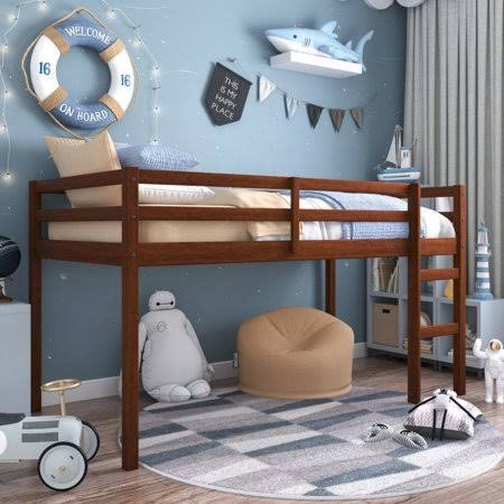 Twin Junior Loft Bunk Bed, Oak W33748