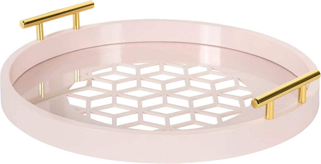 15.5 inch Sand Light Brown Round Decorative Tray R51417