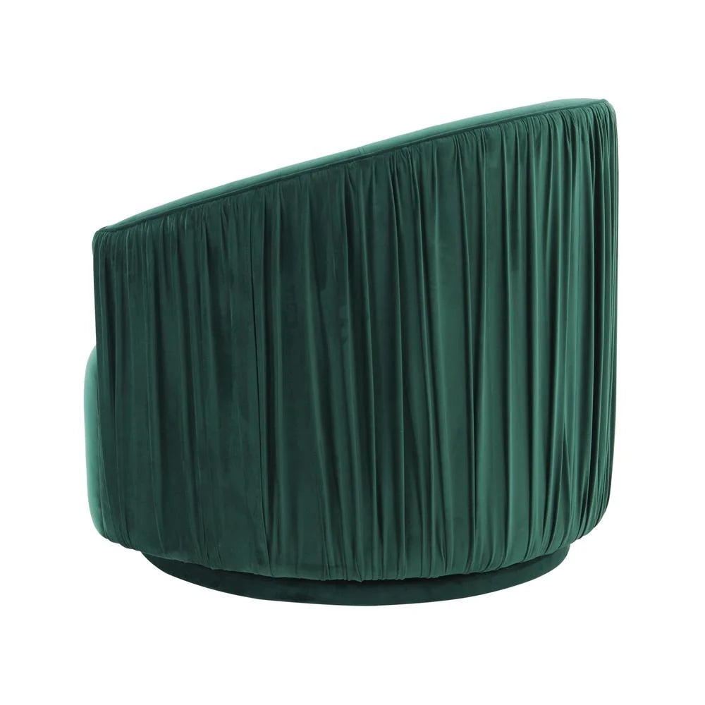 Forest Green Pleated Velvet Swivel Chair B549