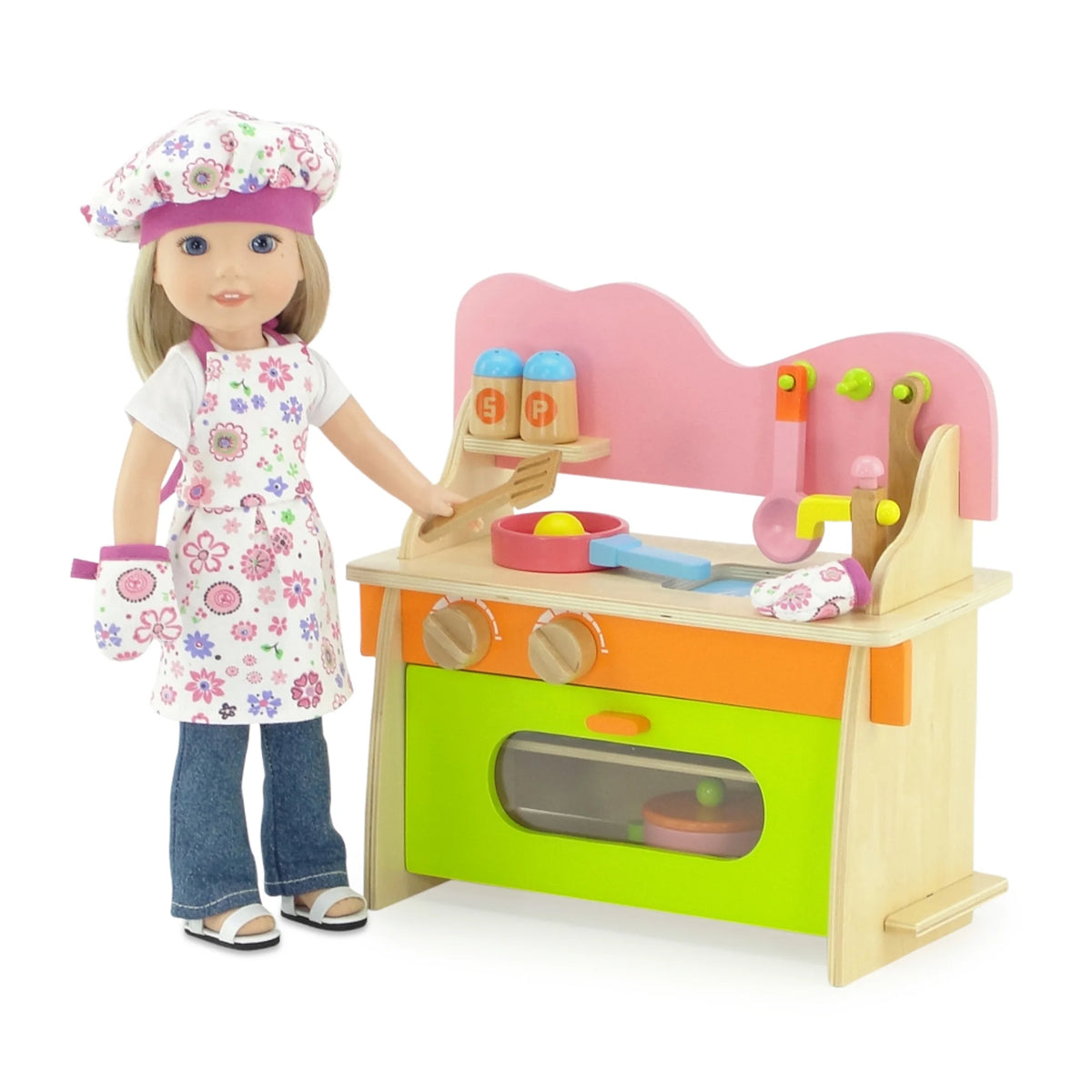14.5 inch Doll Kitchen Set with Baking Oven, Stove, Sink and Cookware Accessories C683