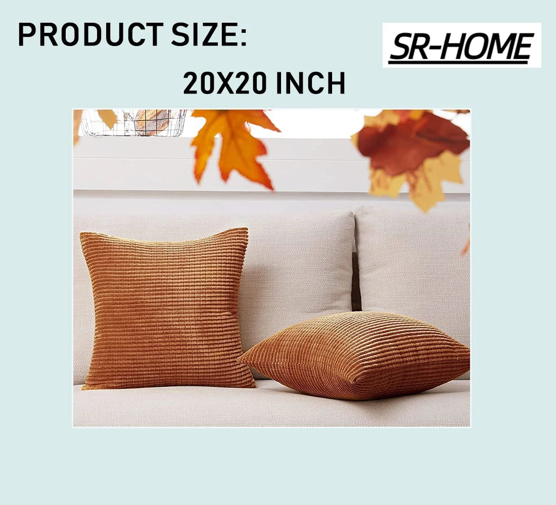 Corduroy Square Decorative Cushion Cover Pack of 2 Z89362