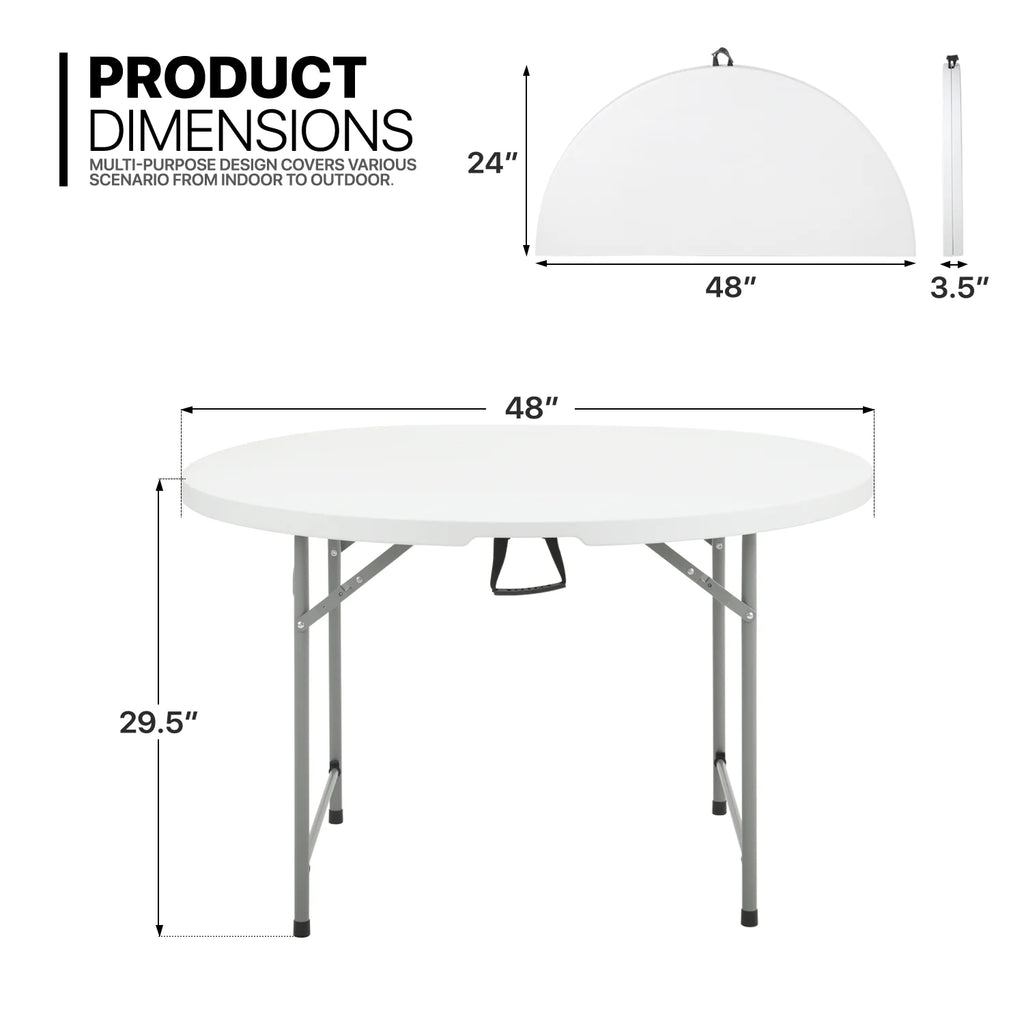 4Ft White Plastic Foldable Table Set of 5 B330794
