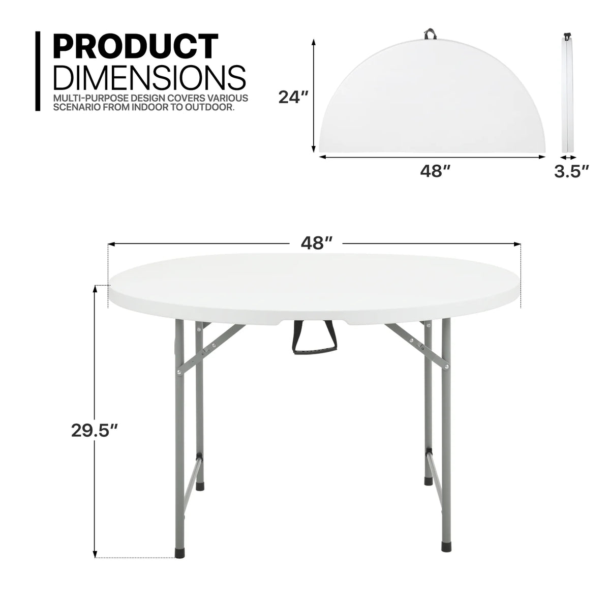 4Ft White Plastic Foldable Table Set of 5 B330794