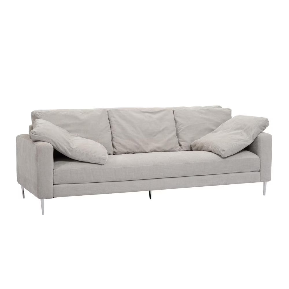 Light Grey Textured Velvet Lounge Sofa R671664