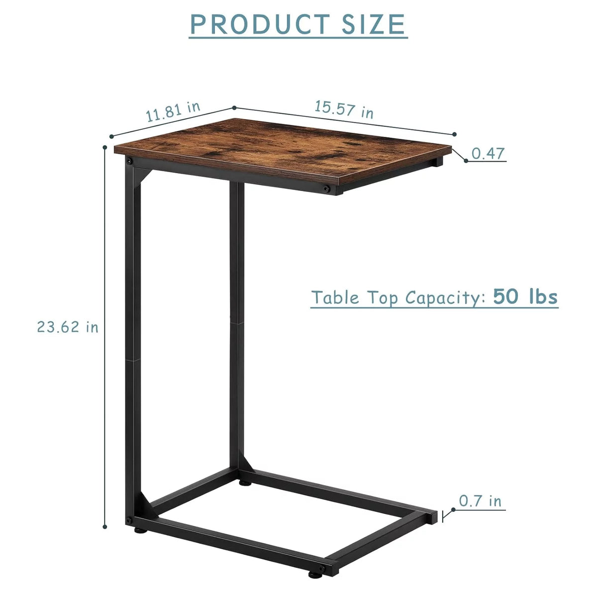 C Shape Side Table Set of 2 Brown X6642