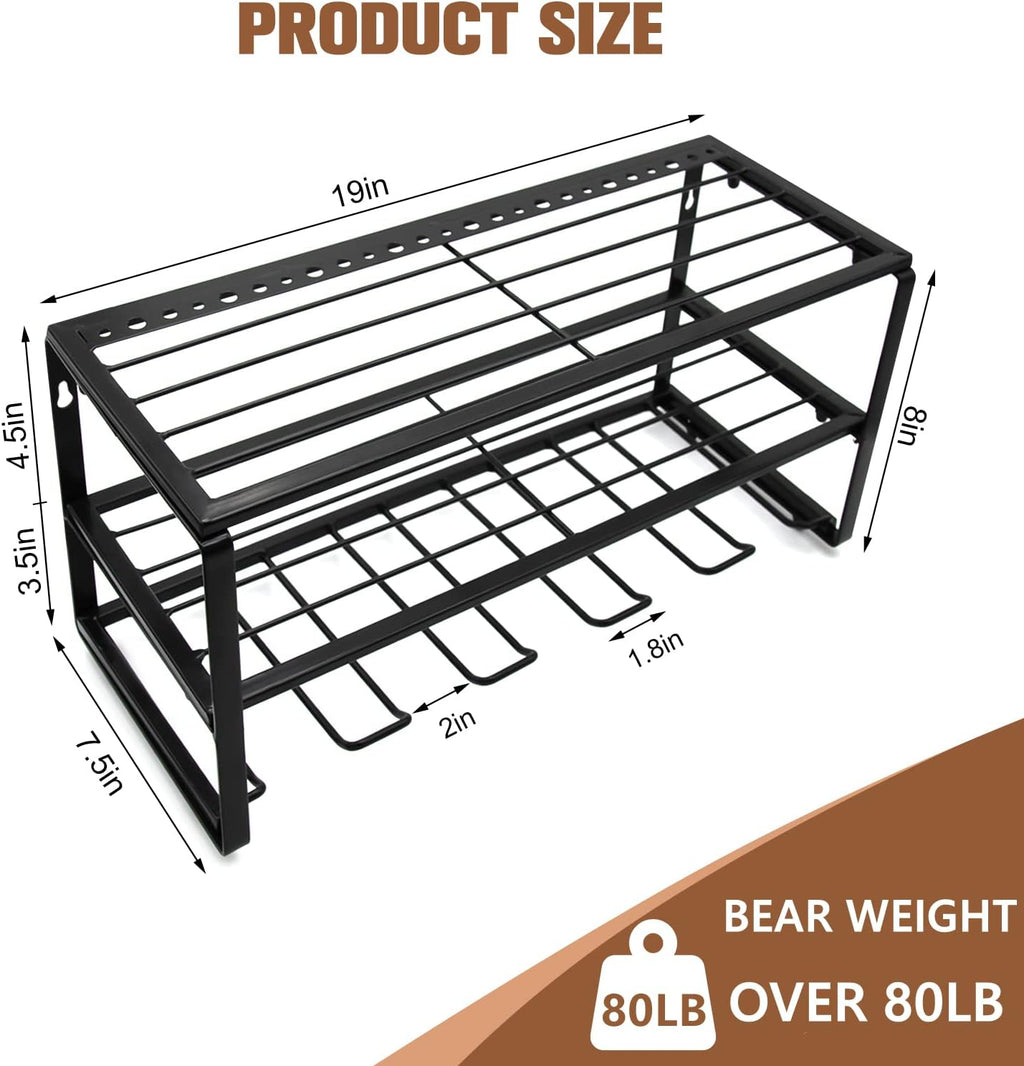 Wall Mounted Tool Storage Rack with Drill Holder, Pack of 2 E455582
