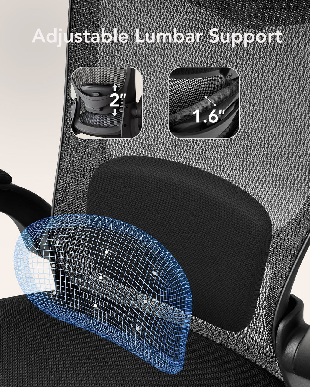 High Back Mesh Ergonomic Office Chair with Lumbar Support & Headrest W701960