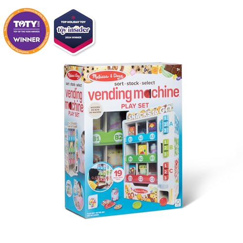 Wooden Vending Machine Toy with Play Food and Play Money O33001
