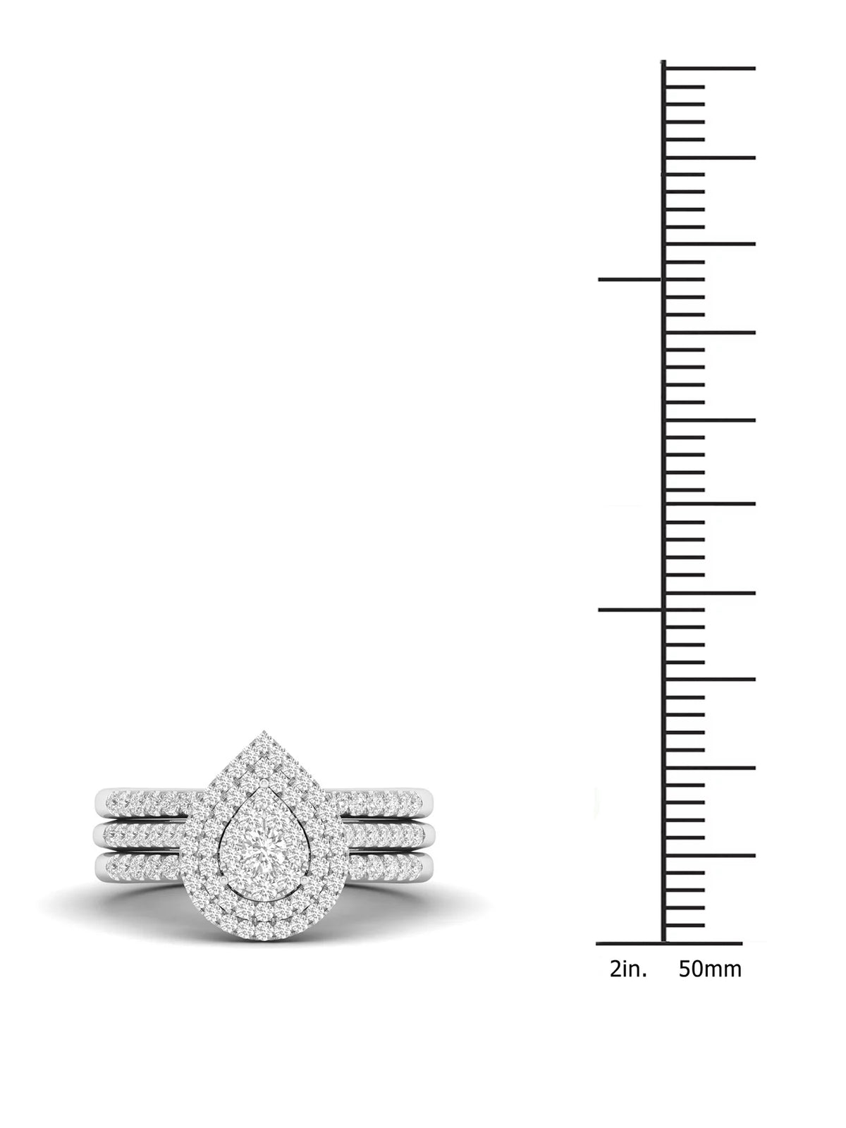 5/8Ct TDW Diamond S925 Sterling Silver Pear Shape Cluster Halo Bridal Set B483038