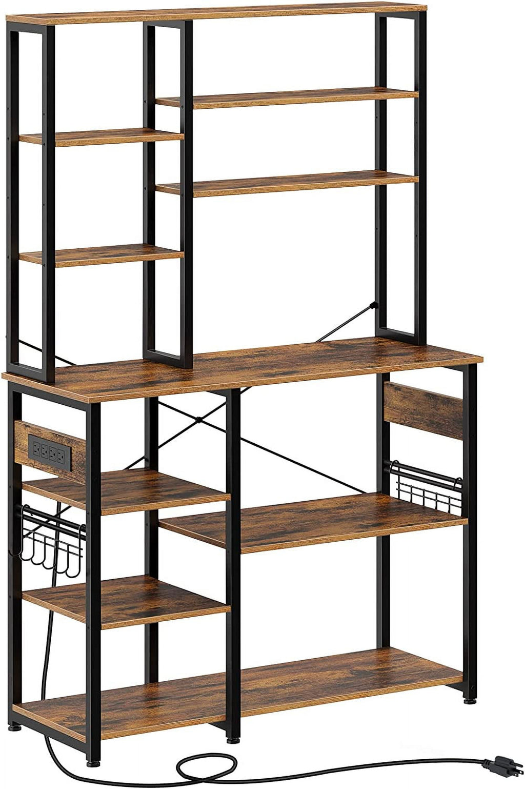 White 10-Tier Kitchen Utility Storage Shelf with 15 Hooks N2700