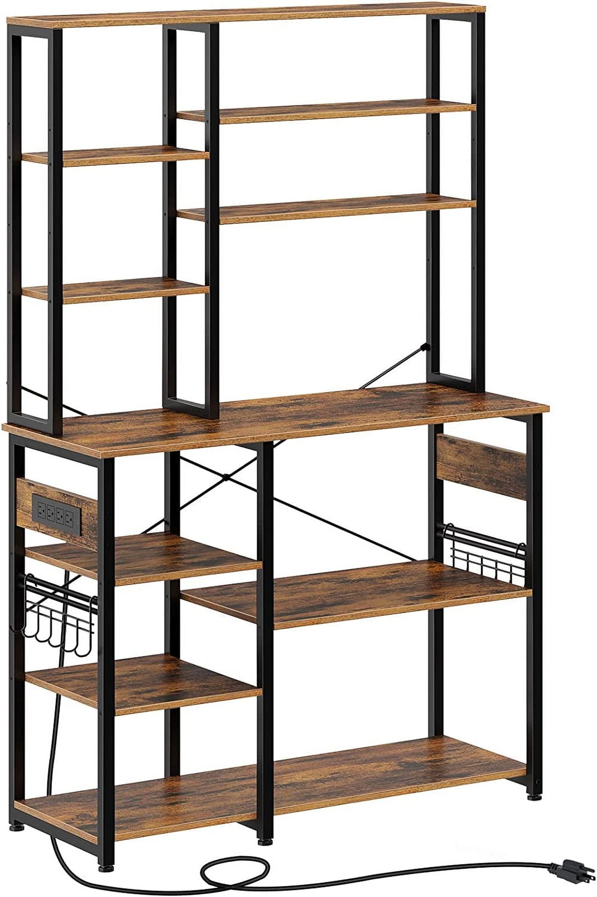White 10-Tier Kitchen Utility Storage Shelf with 15 Hooks N2700
