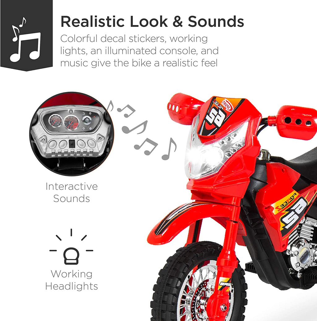 Red 6V Ride On Motorcycle with Training Wheels W923