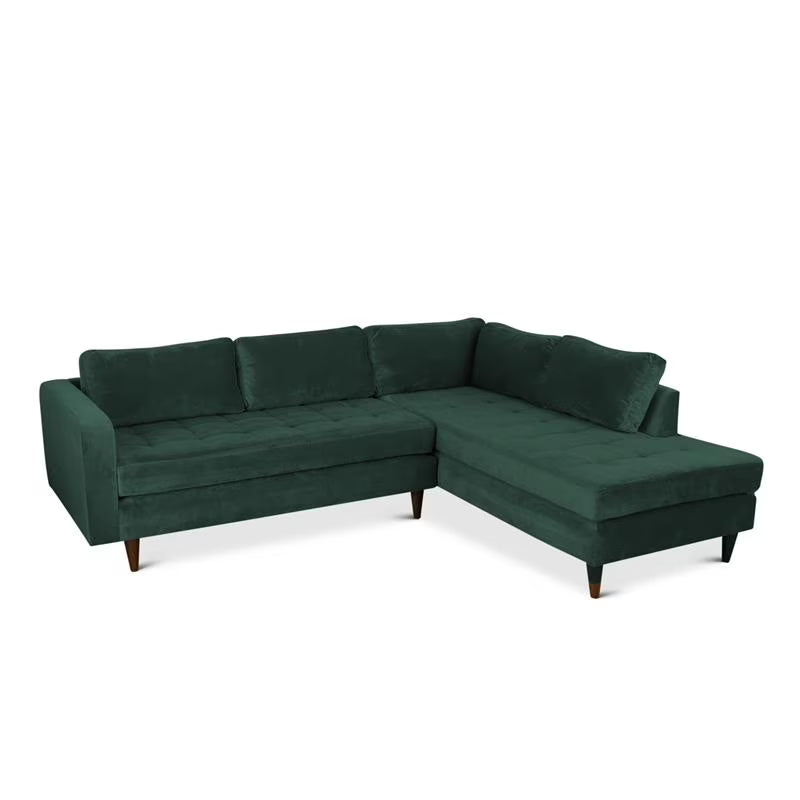 Green Velvet Corner Sectional Sofa H387