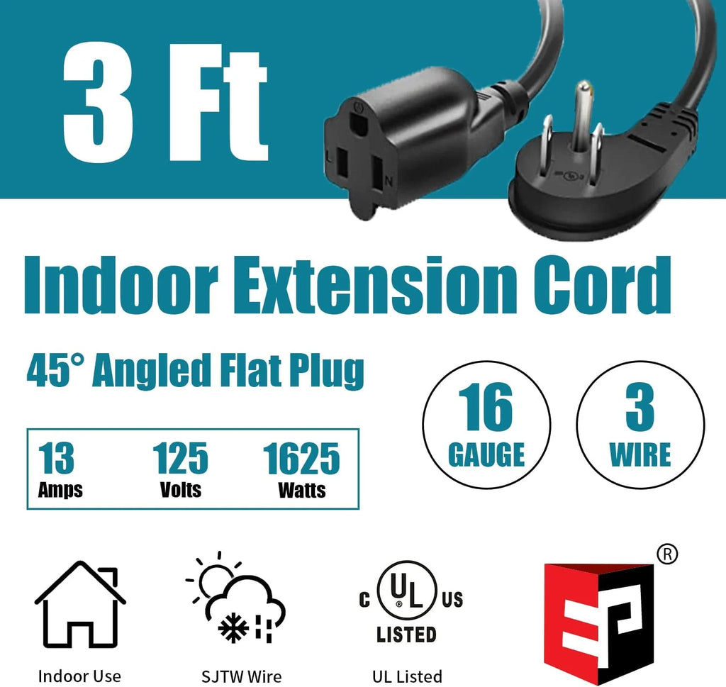 10 Ft 16/3 Flat Plug Indoor Extension Cord X53599
