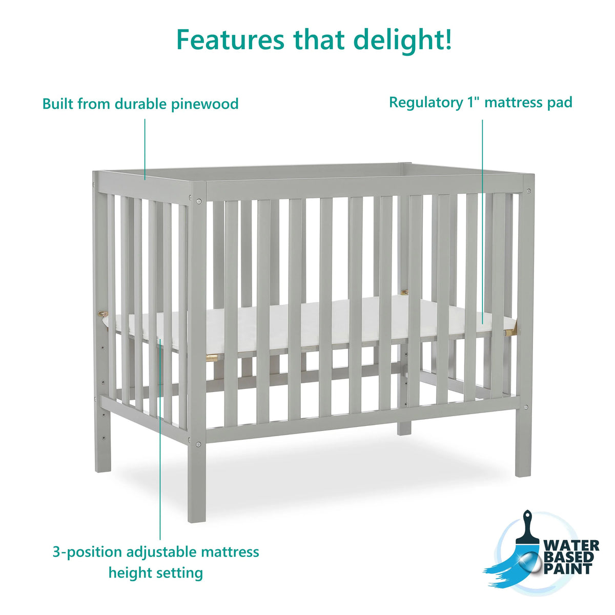 4-in-1 Convertible Mini Crib F2441