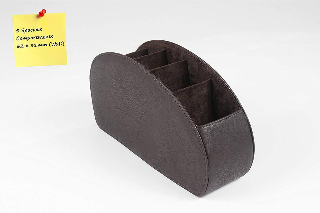 Brown TV Remote Caddy Organizer with 5 Compartments N5382