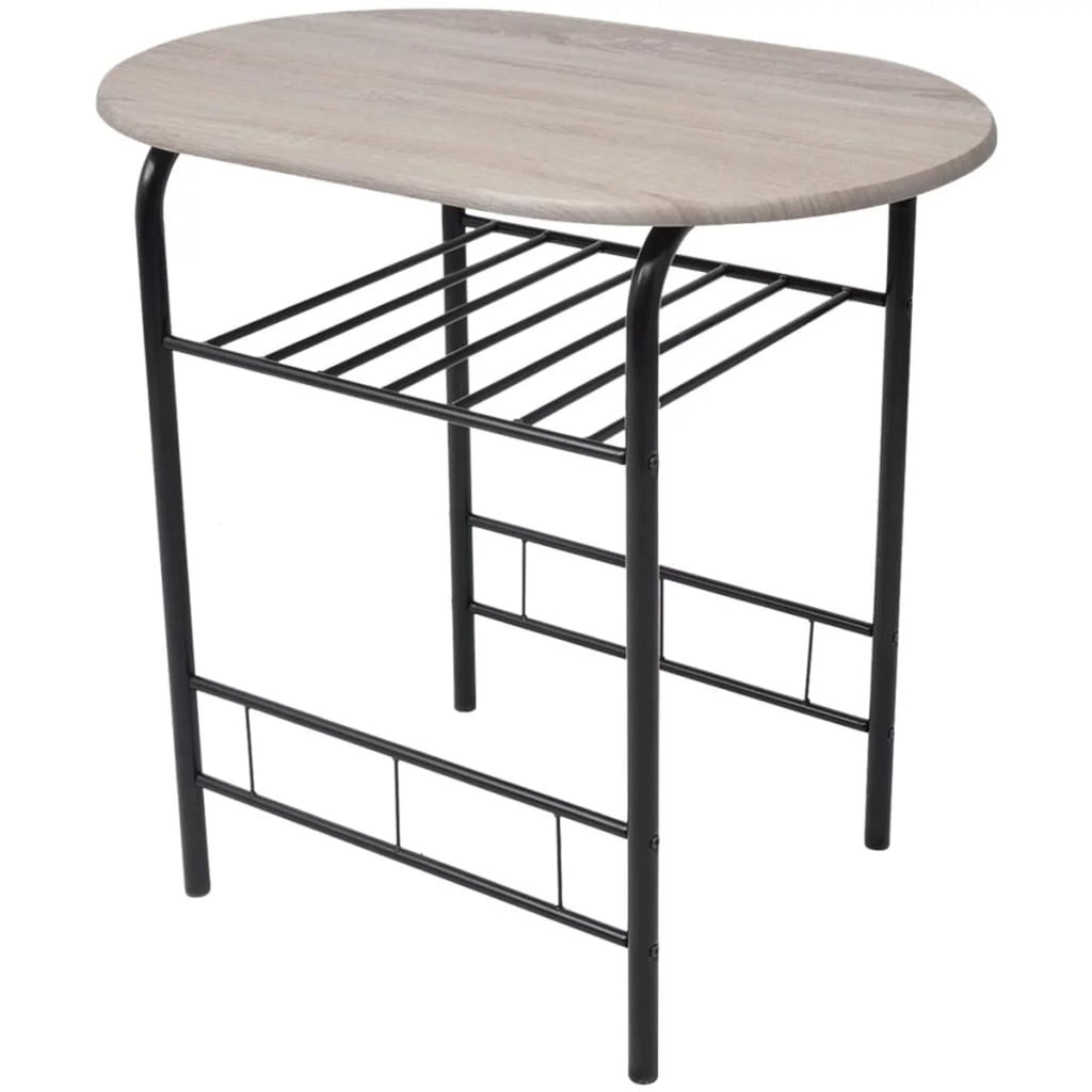 3 Piece Bar Set MDF Breakfast Table with 2 Stool Chairs Black Iron Frame Y9818