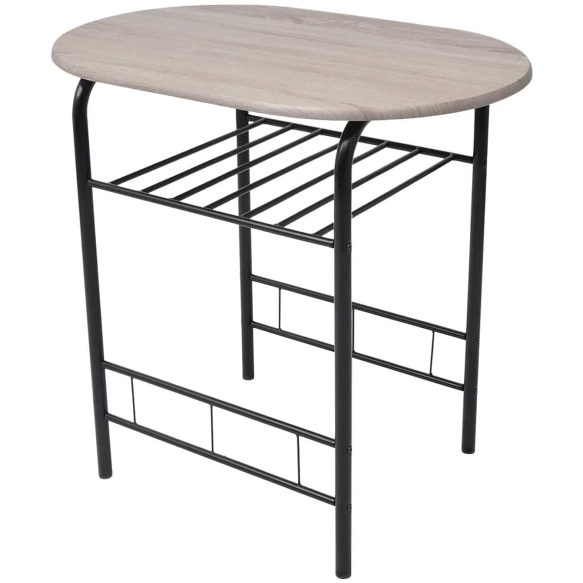 3 Piece Bar Set MDF Breakfast Table with 2 Stool Chairs Black Iron Frame Y9818