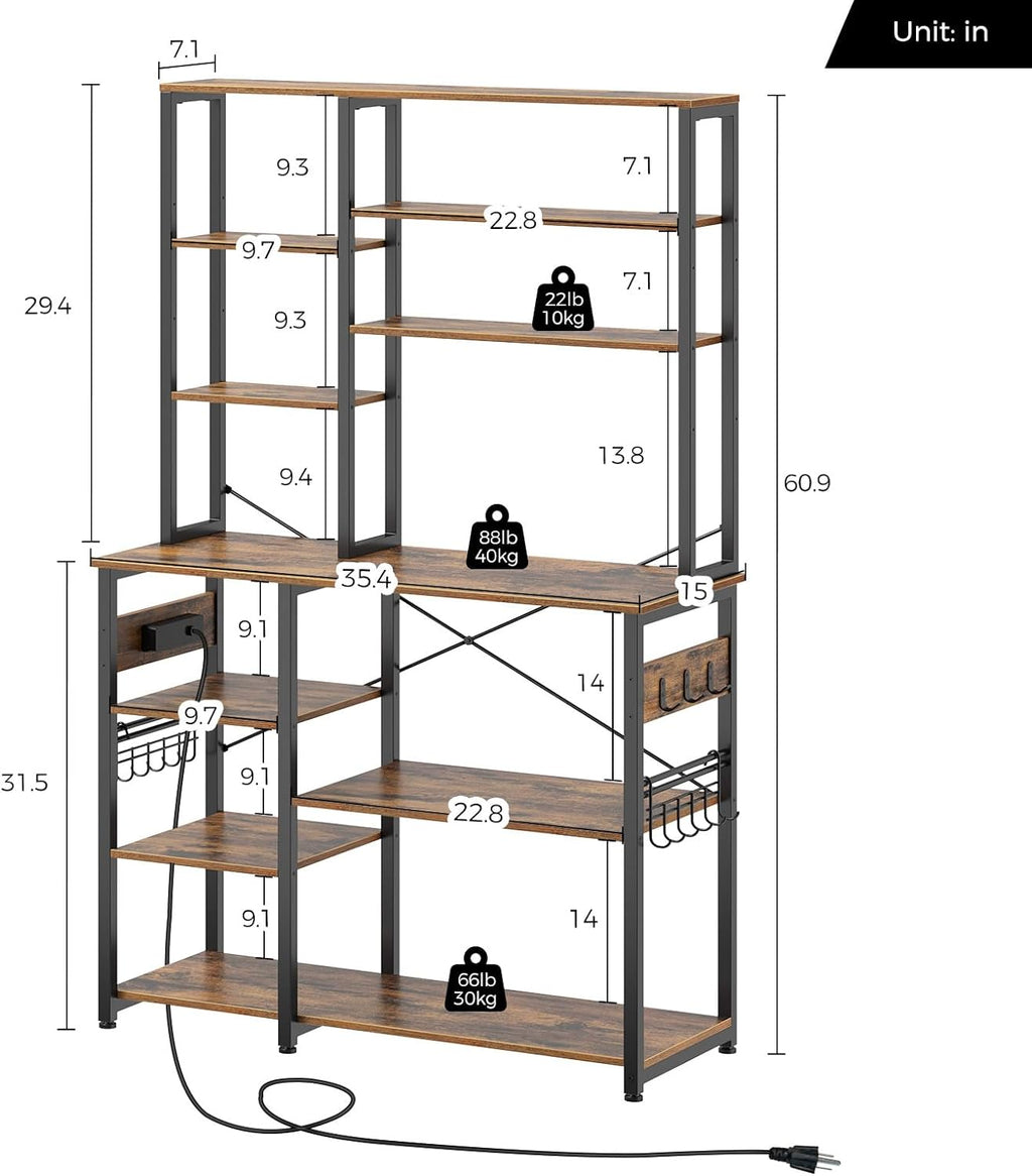 White 10-Tier Kitchen Utility Storage Shelf with 15 Hooks N2700