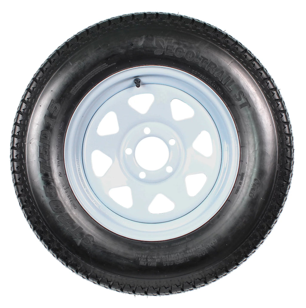 2-Pk Trailer Tire Rim ST205/75D15 15 in. Load C 5 Lug White Spoke Wheel X796