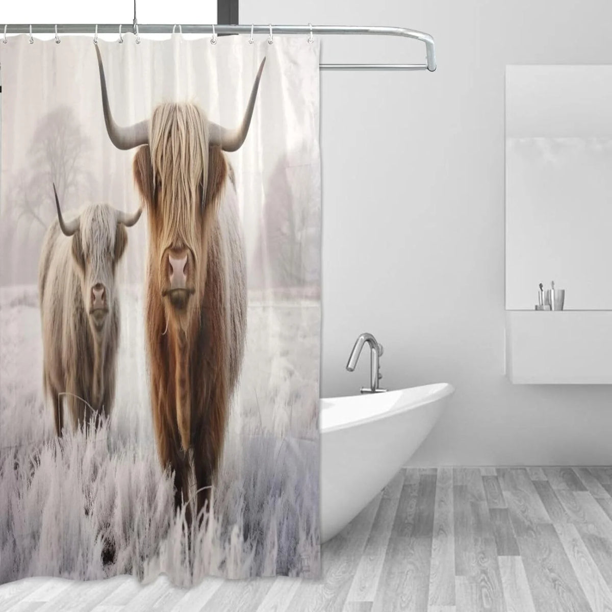 Watercolor Fabric Shower Curtain with Hooks 60x72 Inch A836544