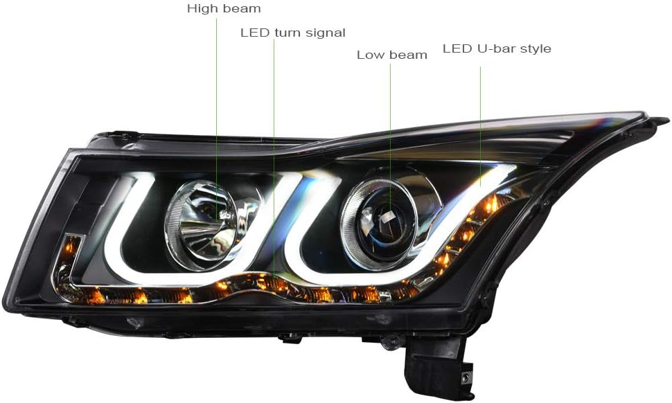 Matte Black LED Projector Headlights For Chevy Cruze P982202