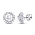 14kt White Gold Diamond Floral Cluster Earrings 3/8 Cttw H675