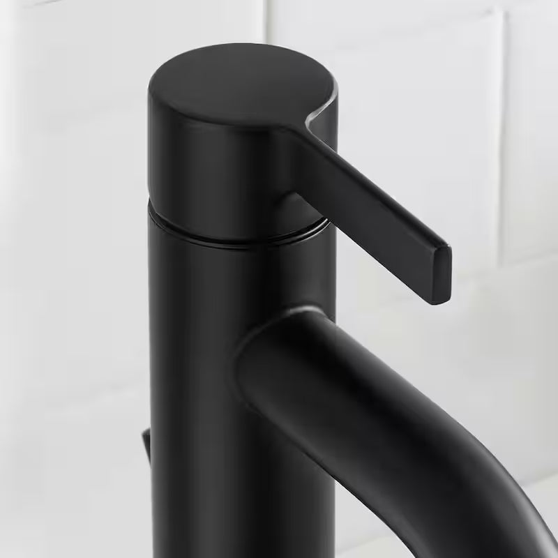 Single-Handle Single-Hole Matte Black Bathroom Faucet X157165