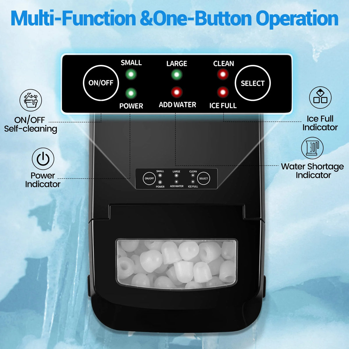 Countertop Portable Ice Maker with Ice Scoop and Basket T698654