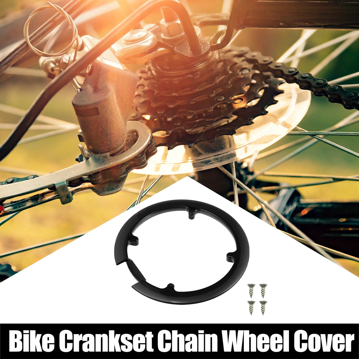 Black 4 Holes Bicycle Crankset Chain Wheel Cover Protector N324414