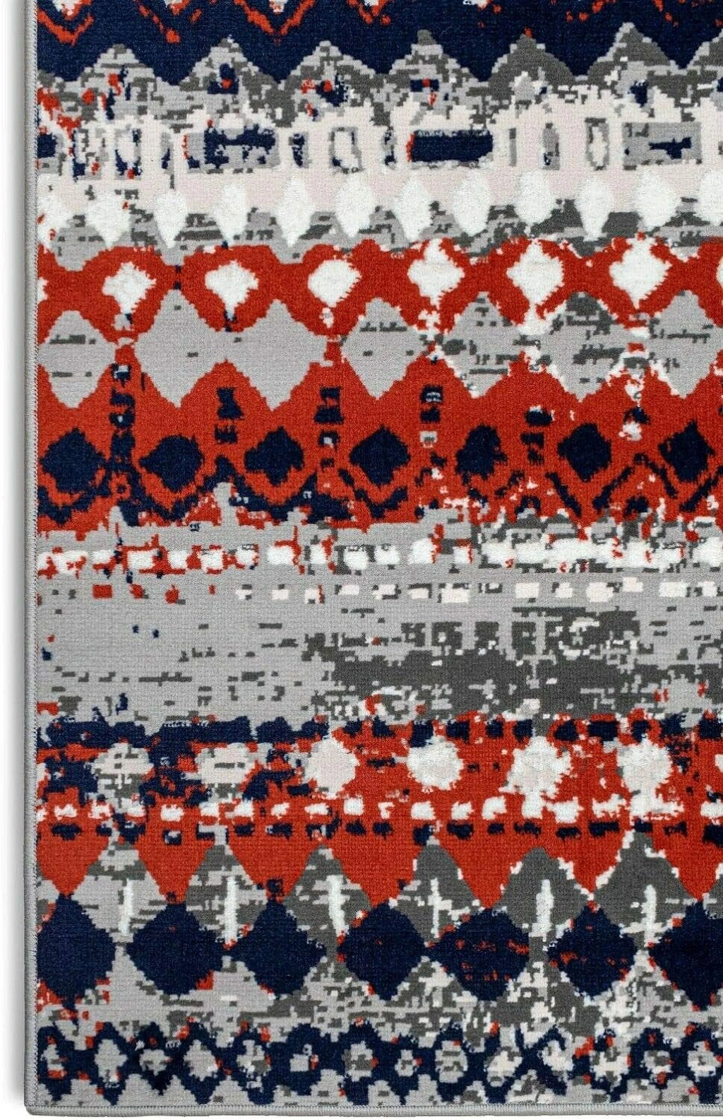 Light Grey Geometric Pattern Runner Rug B67223
