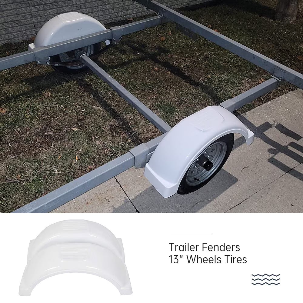 Pair of Single Axle Trailer Fenders 13" Wheels Tires Top Step Skirt Boat I2905